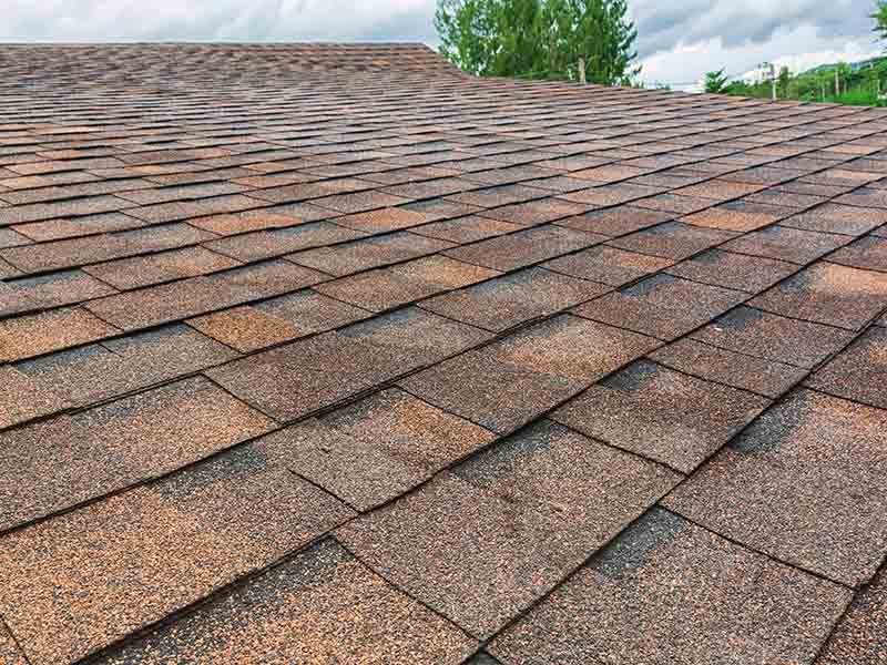 Closeup of new asphalt roof.