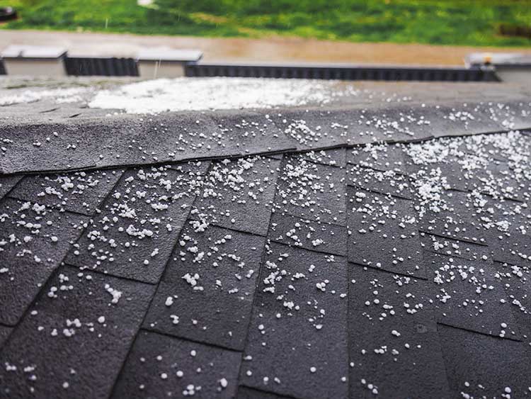 Hail on a residential roof.