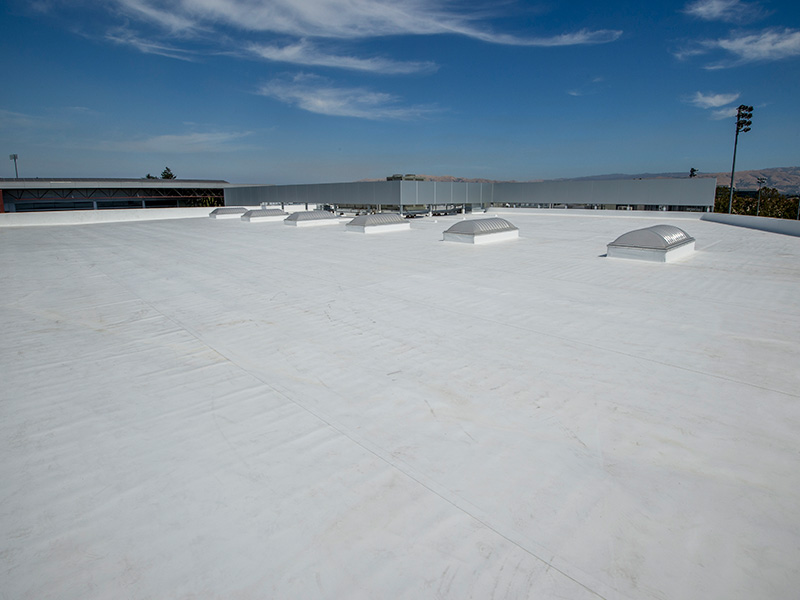 Newly installed flat roof on a commercial building.