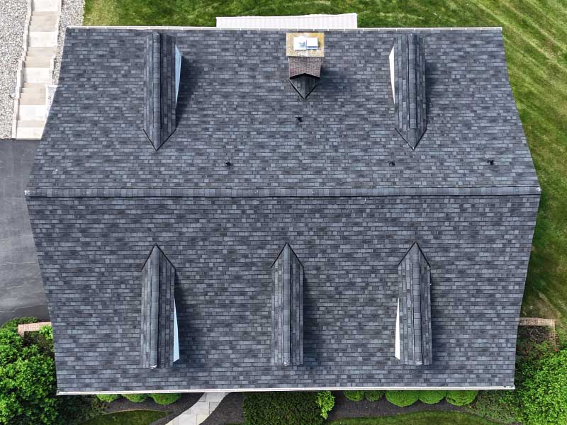 New roof installed by AC Matthews using GAF Camelot II shingles.